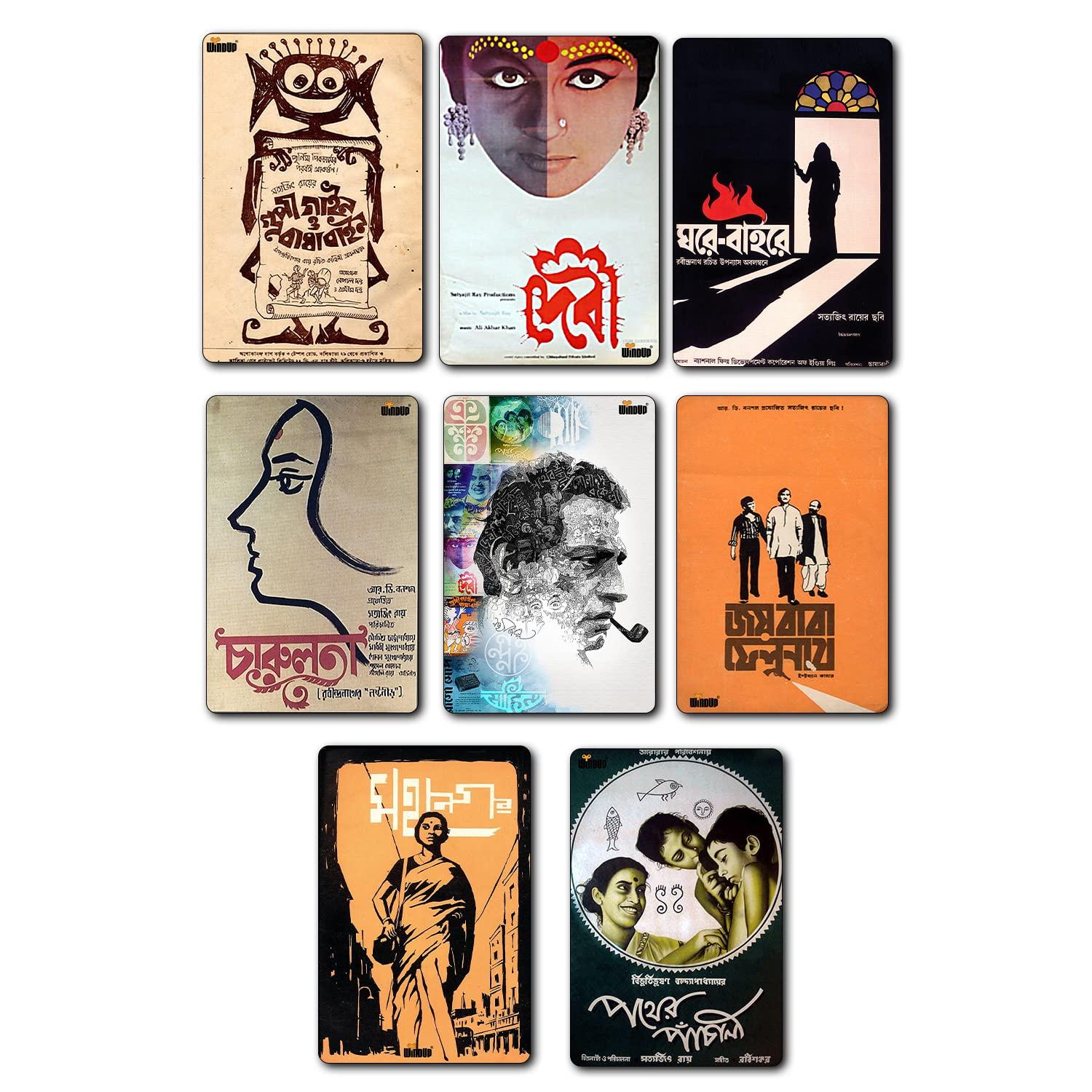 Fridge Magnets Posters - Satyajit Ray Art Movie Poster Collection - Set of 8